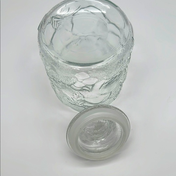 Libbey Orchard Clear Glass Embossed Country Fruit Vintage Canister Cookie Jar - Picture 9 of 11